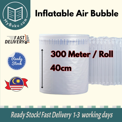 [MyBuku.com] 300 Meter (35cm / 40cm) Thickened Inflatable Bubble Wrap / Packaging Air Tube/ Air Column Bag Roll Sheet Shock Absorption