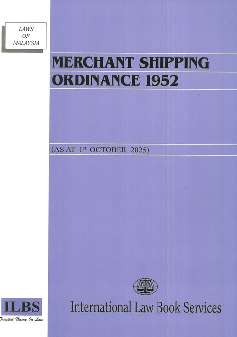Merchant Shipping Ordinance 1952 (As At 1st October 2025) - 9789678927499 - ILBS